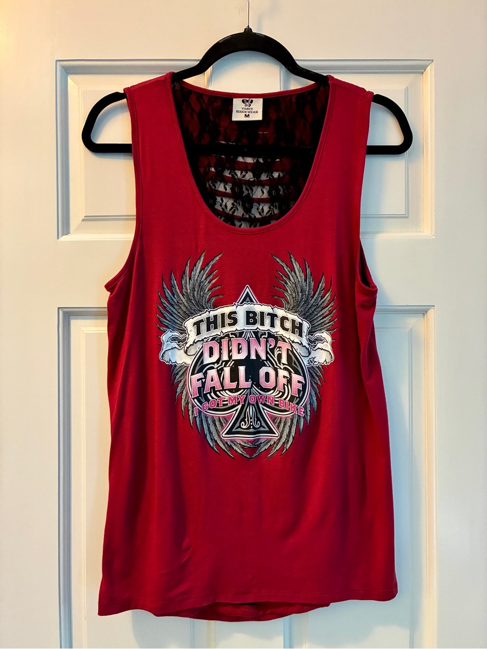 Vance Biker Wear Cranberry Graphic Tank | Women’s Medium | Lace Back | Excellent
